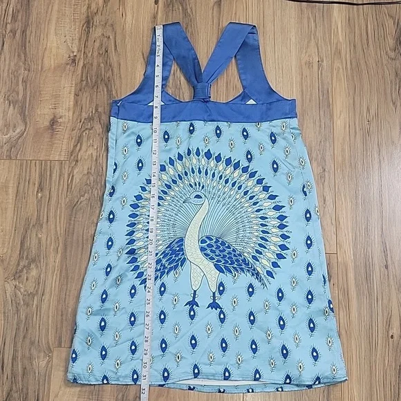Voom by Joy Han Blue Peacock  Silk Tank Style Dress - Picture 12 of 15
